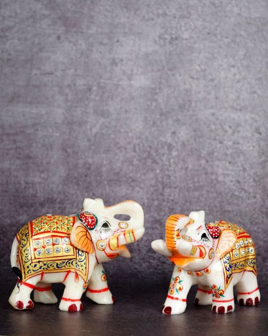 Marble Handcrafted Elephant Set of 2