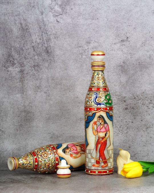 Marble Handcrafted Decorative Bottle Set of 2