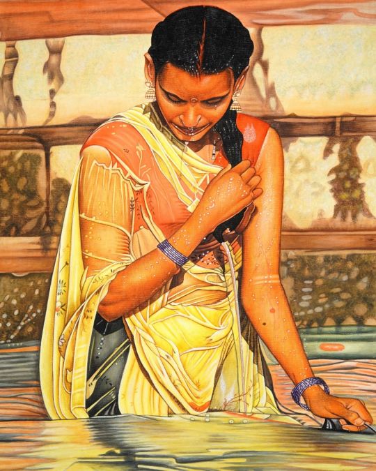 Bathing Lady Canvas Painting (unframed)