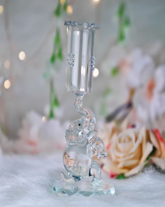 Crystal Handcrafted Candle Holder- Elephant Base