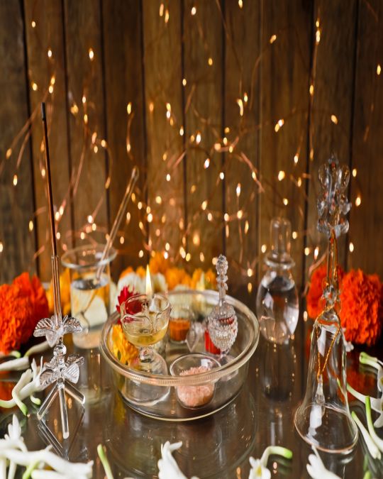 Crystal Handcrafted Puja Thali Set