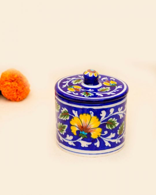 Blue Pottery - Handcrafted Blue Cotton Jar