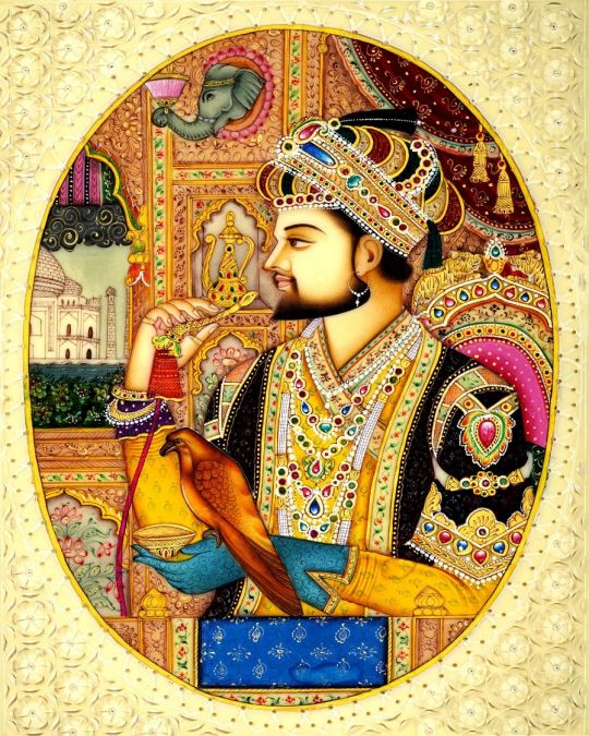 Shah Jahan & Mumtaz Miniature Painting - Artificial Ivory (Unframed) 