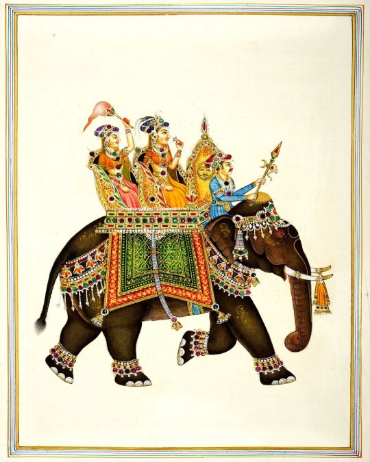 Ambabri Painting on Sun Mica with real Gem Stones (unframed)