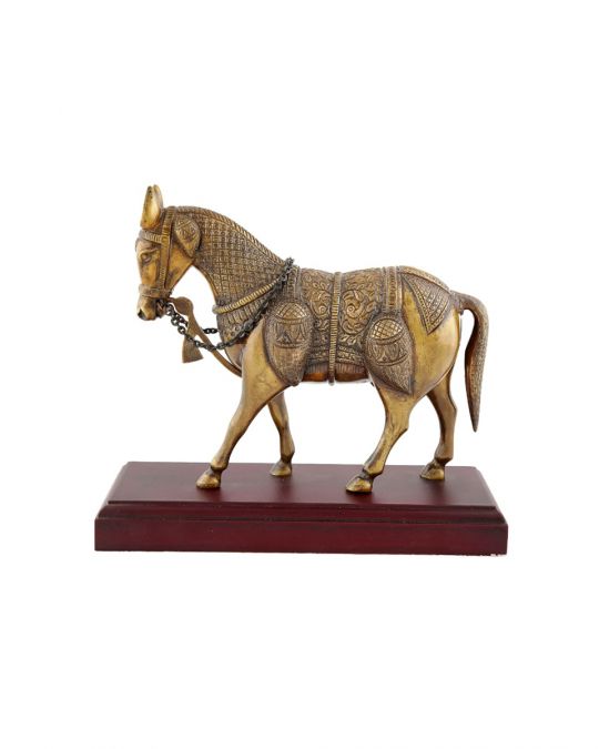 Brass Handcrafted Bridal Horse Brown Finish 6"