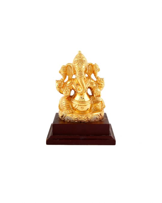 Brass Handcrafted Gold Plated Lord Ganesha 4.5"