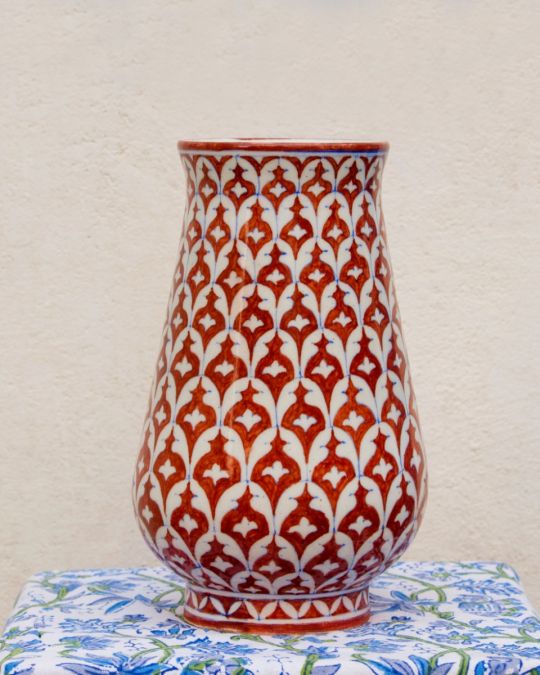 Handcrafted Blue Pottery Vase(Red)