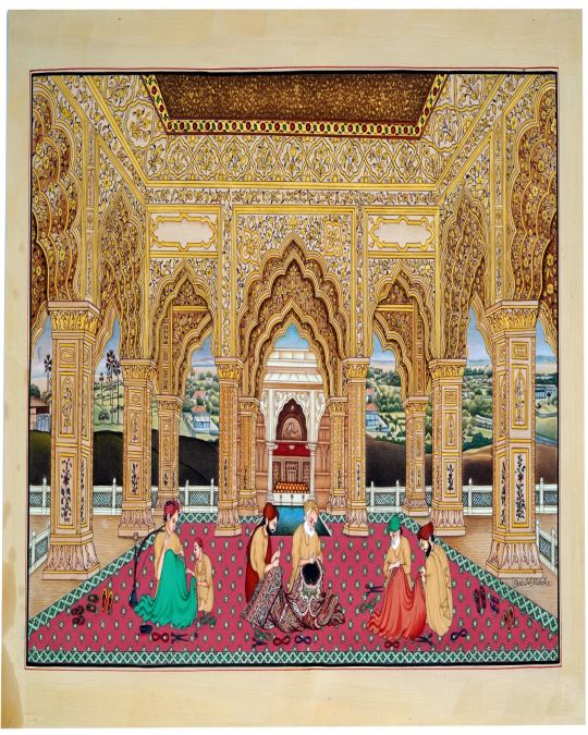 Miniature Painting of Men Working (unframed)