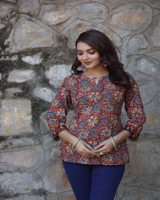 Bagru Block Print Red Flower Top