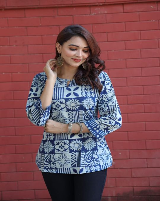 Blue Abstract Kurti