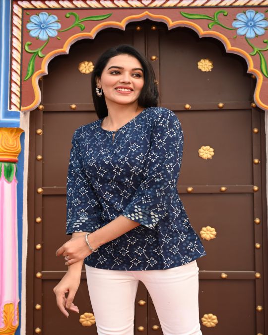Blue Blockprint Kurti