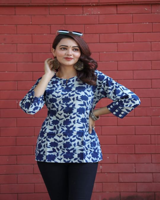 Blue Flower Kurti