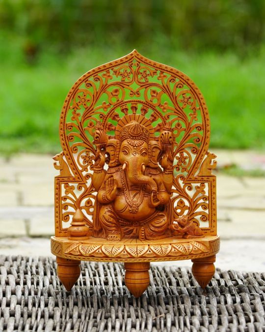 Lord Ganesha Sculpture - Wooden Handicraft