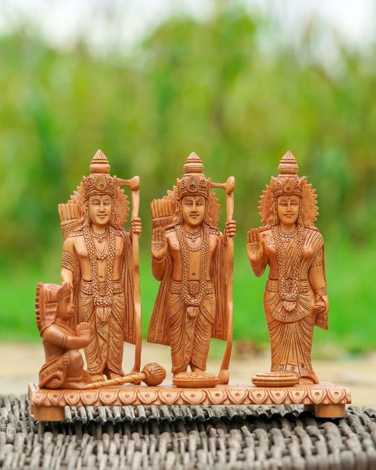 Hand Carved Lord Rama, Laxmana, Sita and Hanuman Figurine
