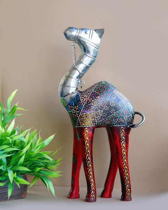 Multicolored Metal Camel Decorative Showpiece