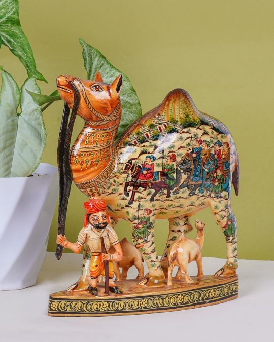 Hand Painted Wooden Camel Statue
