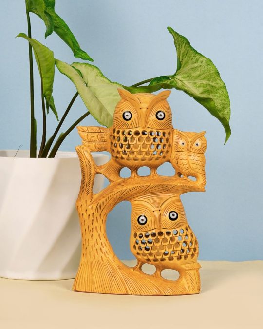 Handmade Wooden Figurines of Owls