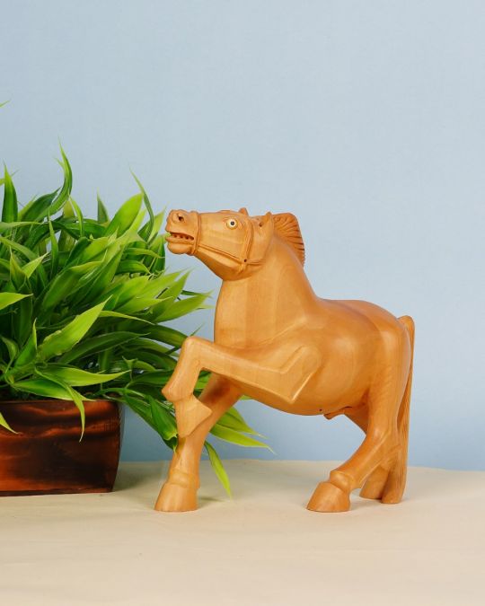 Kadam Wood Sculpture, Beautiful Hand-Carved Horse