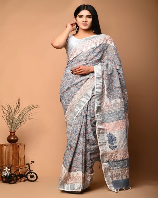 Bagru Hand Block Printed Saree
