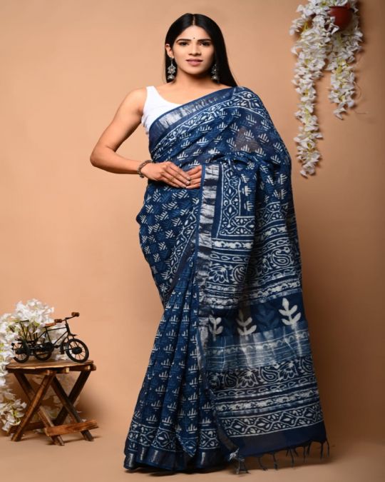 Bagru Hand Block Printed Saree