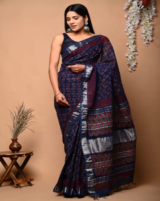 Bagru Hand Block Printed Saree