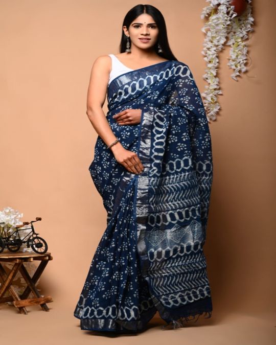 Bagru Hand Block Printed Saree