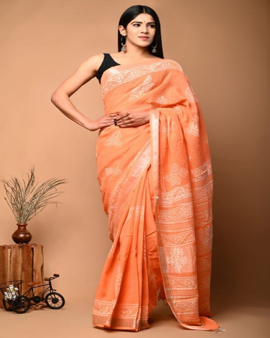 Bagru Hand Block Printed Saree