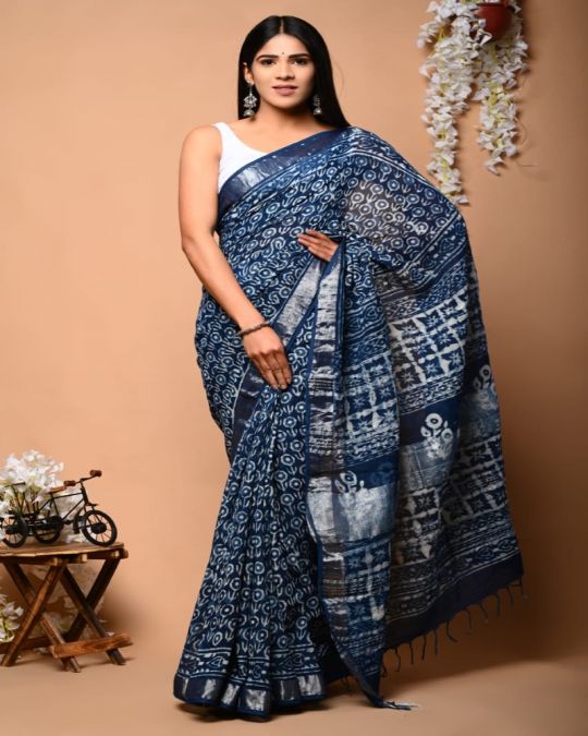 Bagru Hand Block Printed Saree