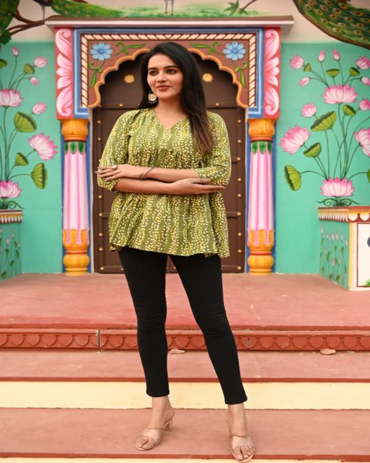 Bagru Handblock Peplum Top