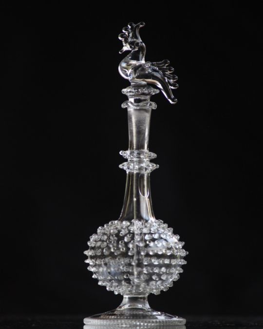 Crystal Handcrafted Perfume Bottle with Peacock Lid