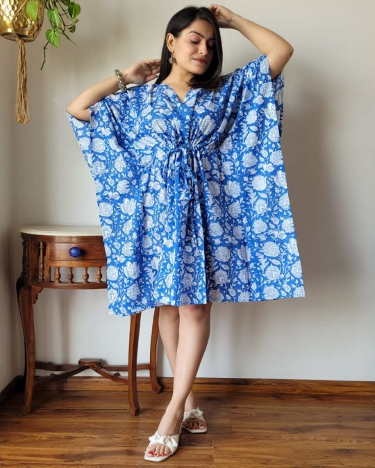 Bagru Block Printed Blue Short Kaftan