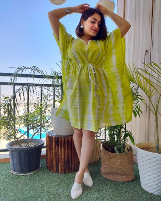 Bagru Block Printed Short Kaftan Green