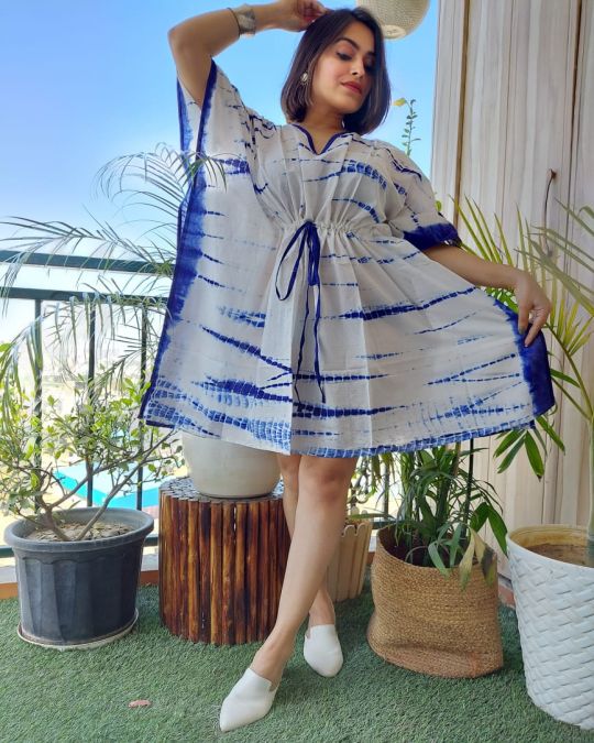 Bagru Block Printed Short Kaftan tie and dye