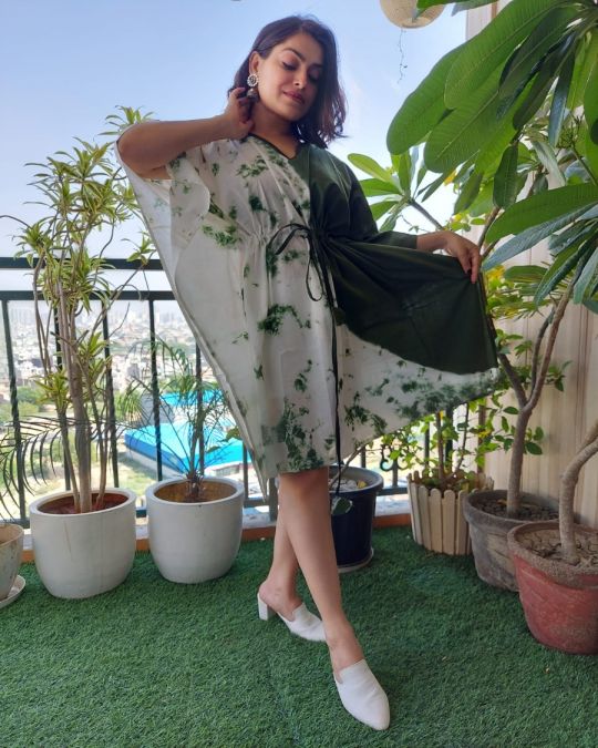 Bagru Block Printed Short Kaftan Green and Black