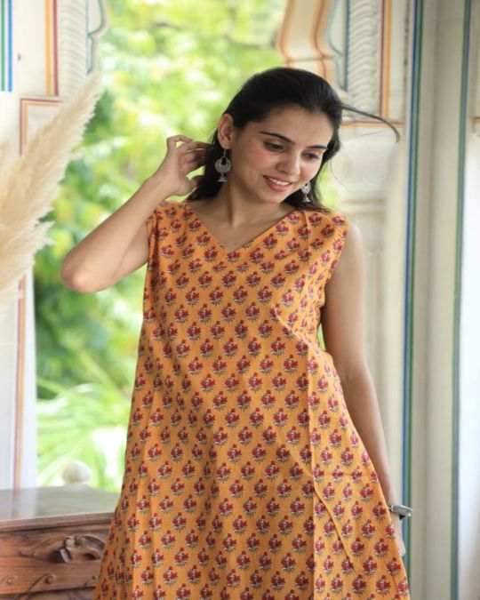 Bagru Hand Block Printed A line Dress