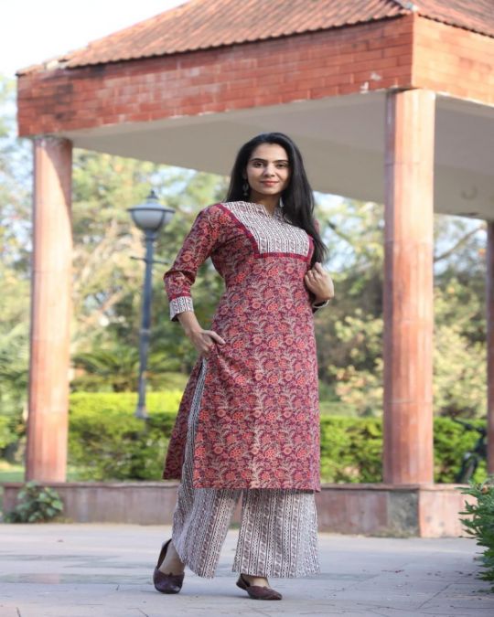Floral Print Kurta Plazo Suit set