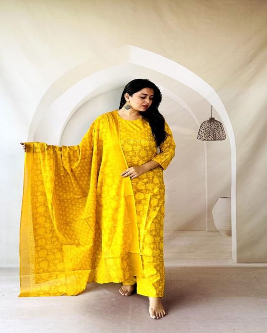 Bagru Hand Block Printed Cotton 3 pc Suit set