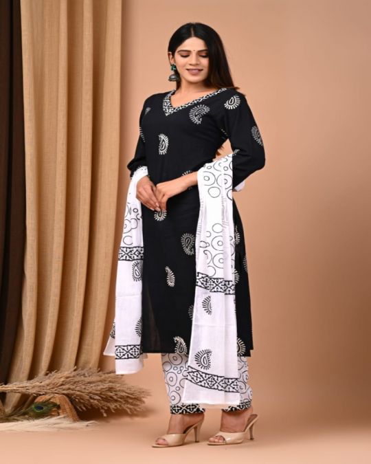 Bagru Block Printed cotton 3 pc suit set