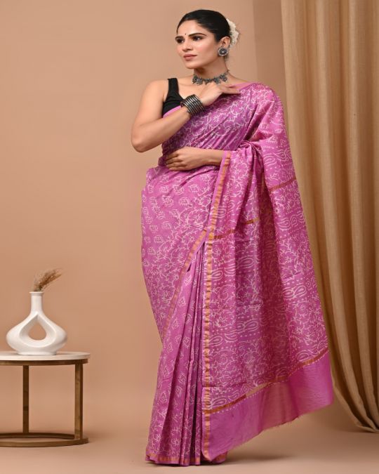 Bagru Hand Block Printed Saree