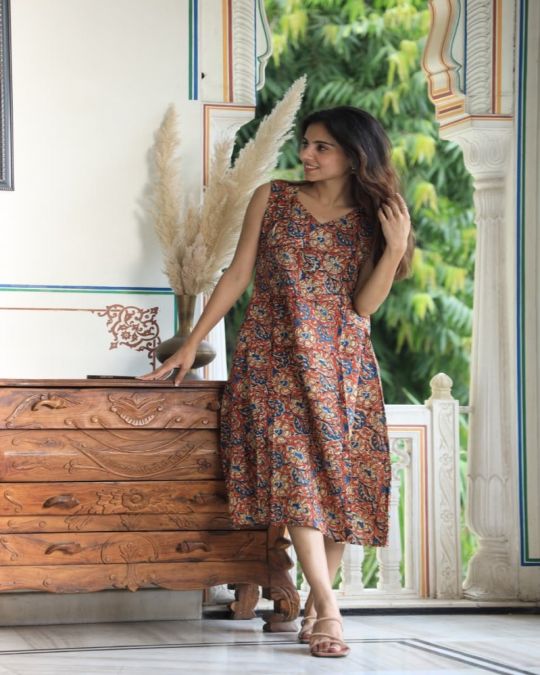 Bagru Hand Block Printed A line Dress