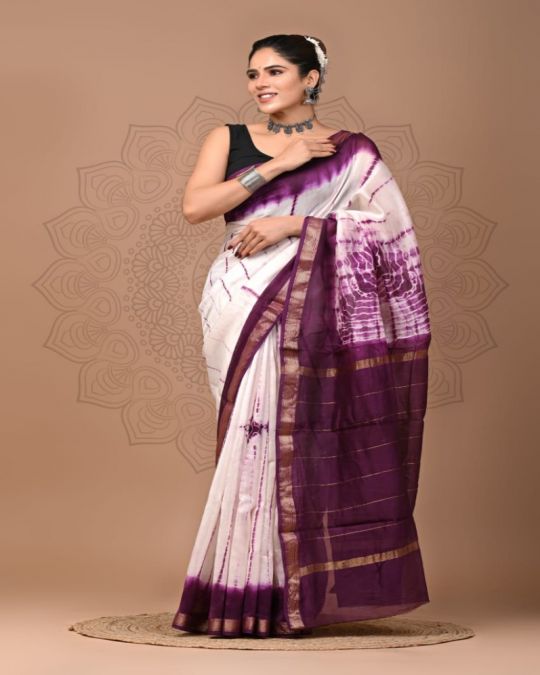 Bagru Hand Block Printed Maheshwari Silk Saree