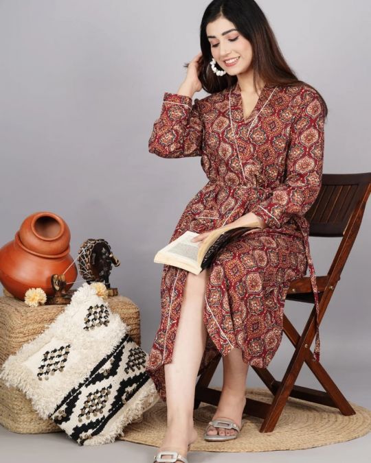 Bagru Block Printed Bathrobe/Gown