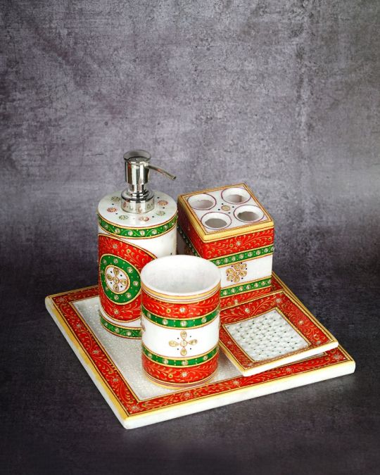 Marble Handcrafted Bathroom Accessories Set