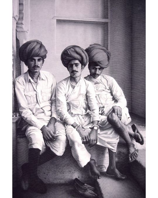 Canvas Painting of Rajasthani Men (unframed)