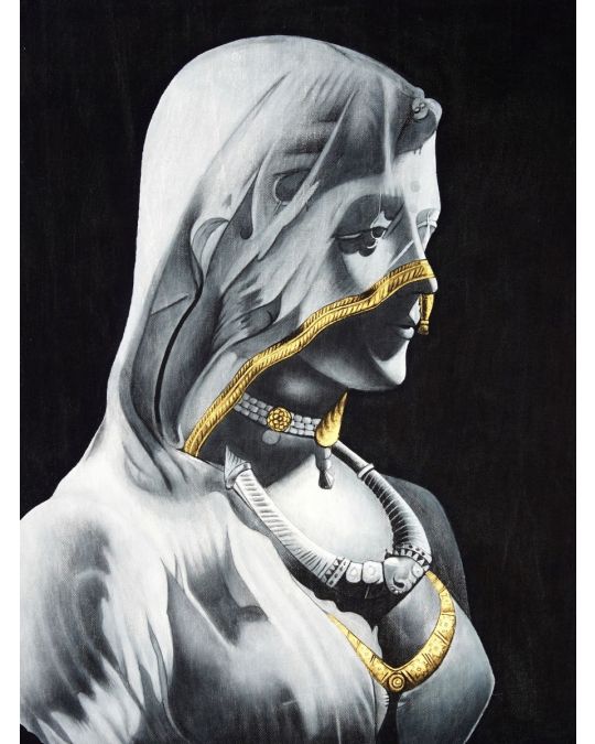 Canvas Bani Thani Gold Plated Painting (unframed)