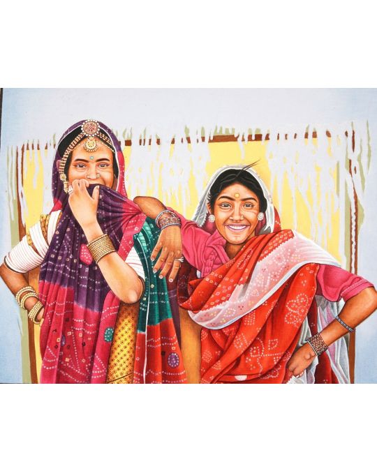 Two Women Canvas Painting (unframed)