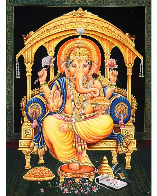 Lord Ganesha Canvas Painting (unframed)