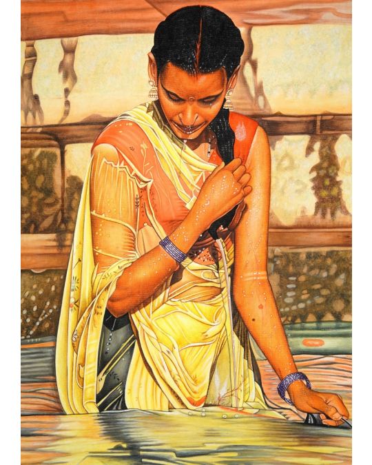 Bathing Lady Canvas Painting (unframed)