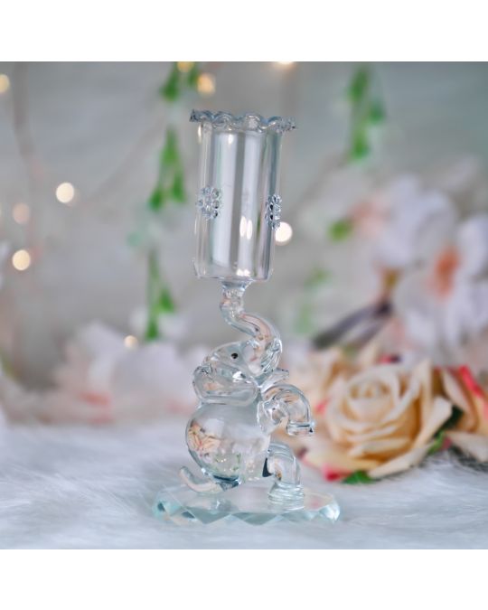 Crystal Handcrafted Candle Holder- Elephant Base