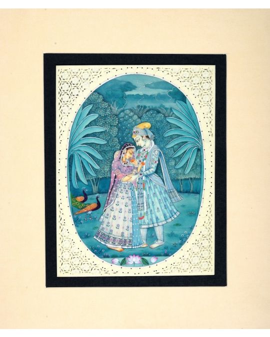 Radha Krishana miniature painting on Artificial Ivory (unframed)